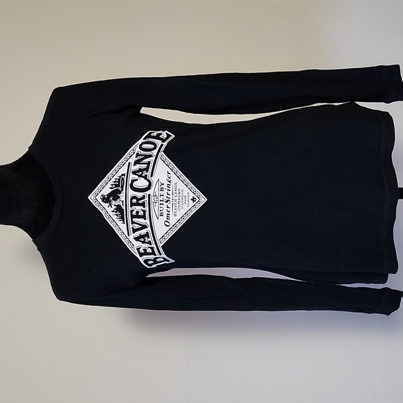 Roots Beaver Canoe Black Long Sleeve Tee Size Small - Picture 1 of 8